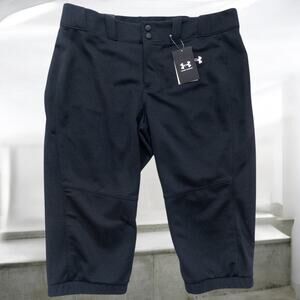 Under Armour Utility Softball Pants Women's XL Black Cropped Loose Fit NWT